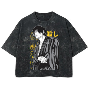 Playera streetwear premium de anime y gaming ExtraLife MX, corte boxy deluxe mineral wash heavyweight en color Acid Wash, moda urbana mexicana de culto.