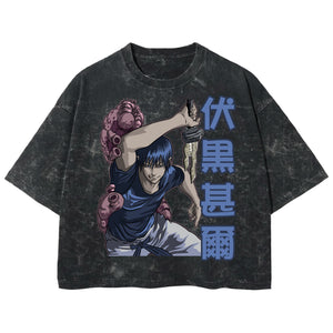 Playera streetwear premium de anime y gaming ExtraLife MX, corte boxy deluxe mineral wash heavyweight en color Acid Wash, moda urbana mexicana de culto.