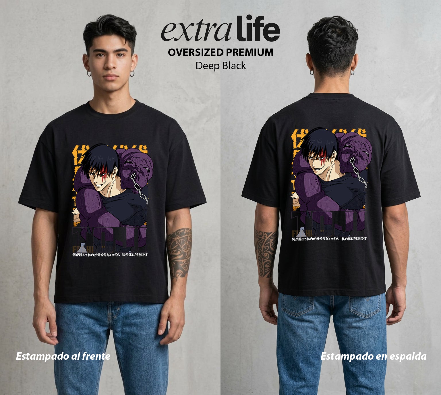 El Arte de las Maldiciones | El Padre del Sombra #01962 - Playera Oversized Premium | Deep Black - Foto en modelo