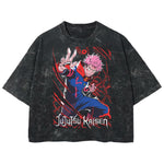 Playera streetwear premium de anime y gaming ExtraLife MX, corte boxy deluxe mineral wash heavyweight en color Acid Wash, moda urbana mexicana de culto.