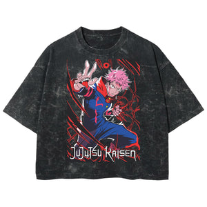 Playera streetwear premium de anime y gaming ExtraLife MX, corte boxy deluxe mineral wash heavyweight en color Acid Wash, moda urbana mexicana de culto.