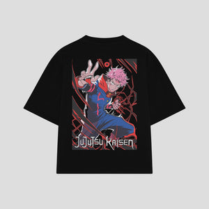 Playera streetwear premium de anime y gaming ExtraLife MX, corte oversized drop shoulder ligero y fresco en color Deep Black y Off-White, moda urbana mexicana de culto.
