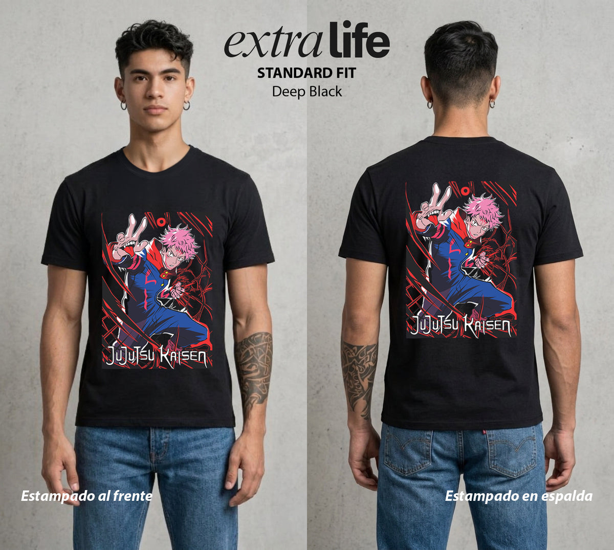 El Arte de las Maldiciones | El Corazon del Poder #01963 - Playera Classic Premium | Deep Black - Foto en modelo