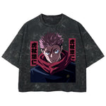 Playera streetwear premium de anime y gaming ExtraLife MX, corte boxy deluxe mineral wash heavyweight en color Acid Wash, moda urbana mexicana de culto.