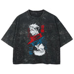 Playera streetwear premium de anime y gaming ExtraLife MX, corte boxy deluxe mineral wash heavyweight en color Acid Wash, moda urbana mexicana de culto.