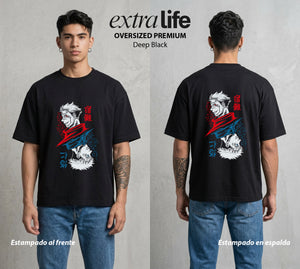 El Arte de las Maldiciones | El Corazon del Poder #01966 - Playera Oversized Premium | Deep Black - Foto en modelo
