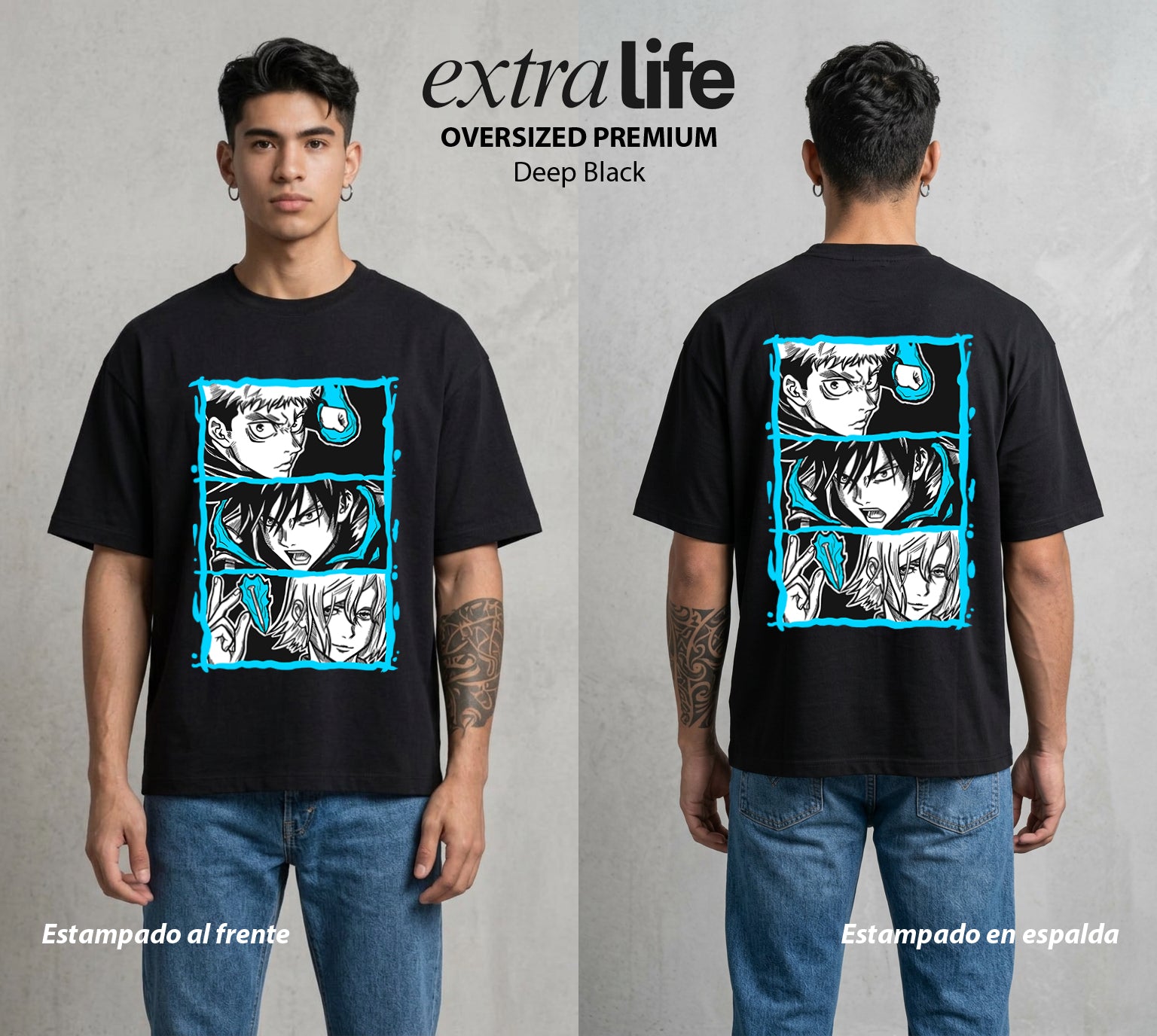 El Arte de las Maldiciones | El Clavo y el Martillo #01967 - Playera Oversized Premium | Deep Black - Foto en modelo