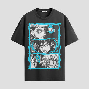 Playera urbana de anime y gaming ExtraLife MX, corte Standard Fit unisex ligero y transpirable en color Deep Black y Pure White, ropa de uso diario para gym y casual.