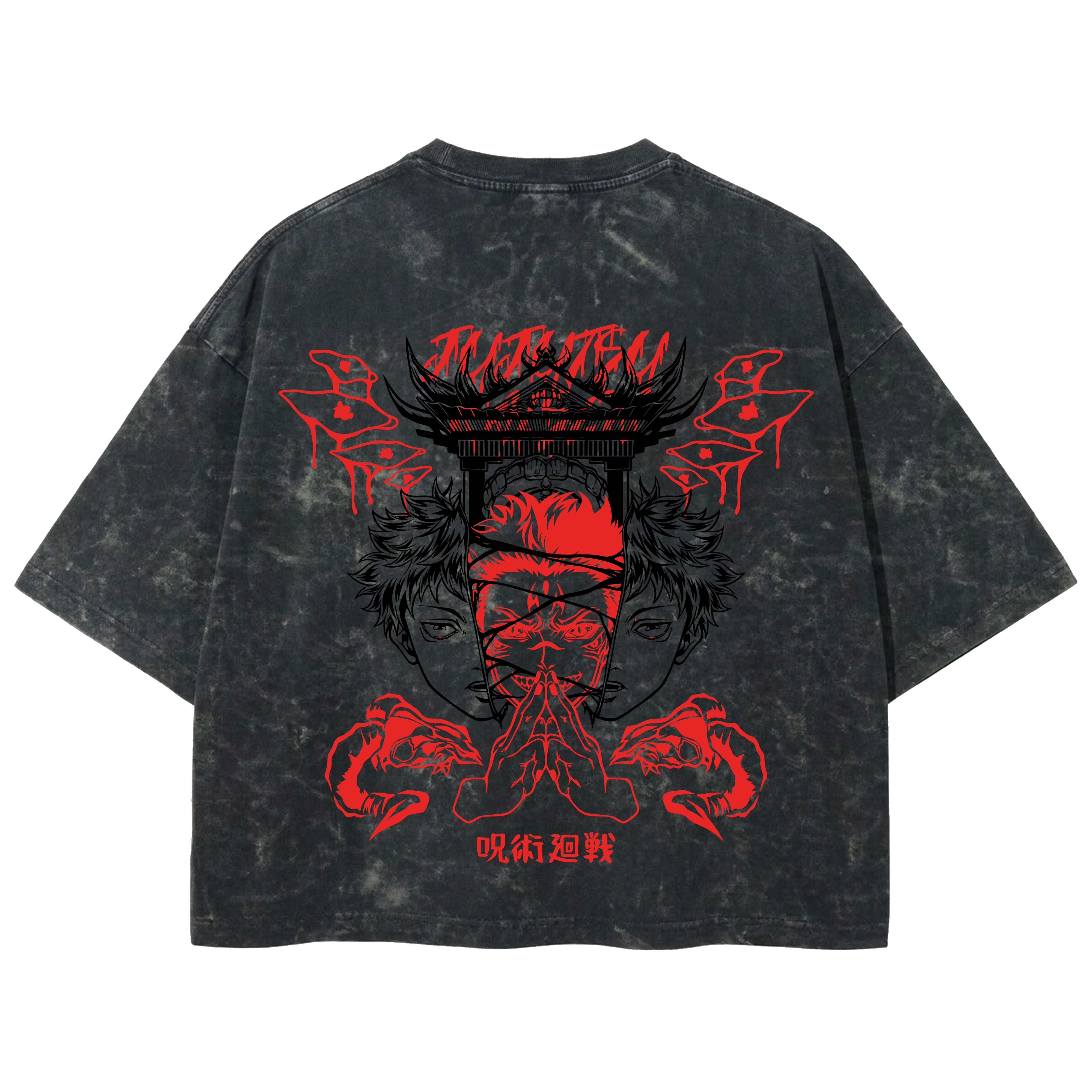 Playera streetwear premium de anime y gaming ExtraLife MX, corte boxy deluxe mineral wash heavyweight en color Acid Wash, moda urbana mexicana de culto.