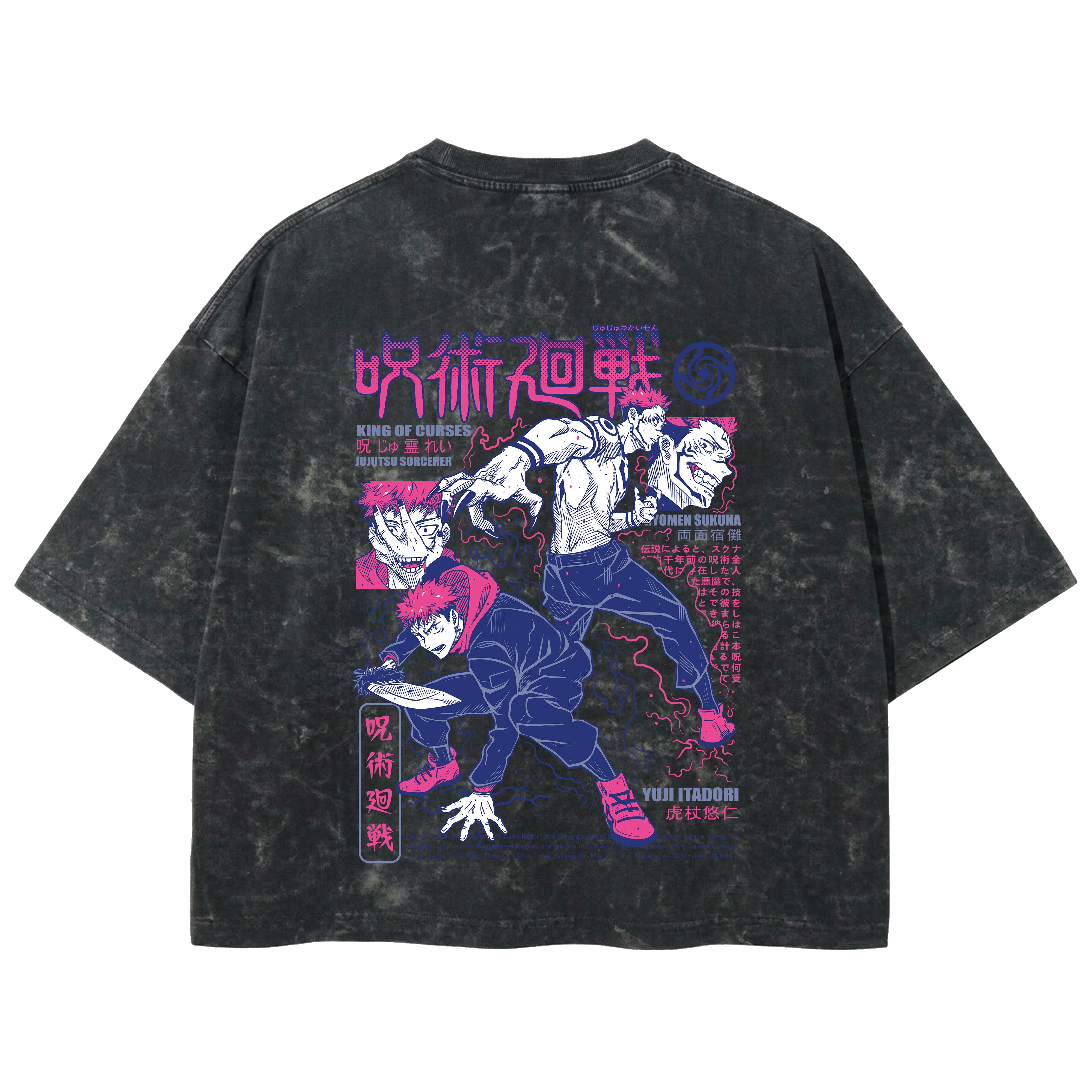 Playera streetwear premium de anime y gaming ExtraLife MX, corte boxy deluxe mineral wash heavyweight en color Acid Wash, moda urbana mexicana de culto.
