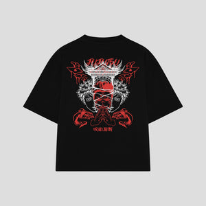 Playera streetwear premium de anime y gaming ExtraLife MX, corte oversized drop shoulder ligero y fresco en color Deep Black y Off-White, moda urbana mexicana de culto.