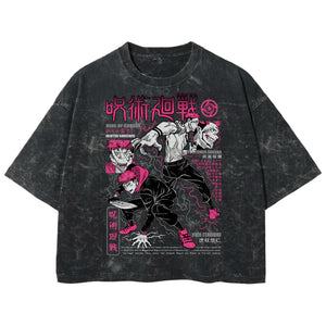 Playera streetwear premium de anime y gaming ExtraLife MX, corte boxy deluxe mineral wash heavyweight en color Acid Wash, moda urbana mexicana de culto.