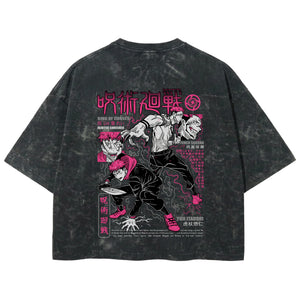 Playera streetwear premium de anime y gaming ExtraLife MX, corte boxy deluxe mineral wash heavyweight en color Acid Wash, moda urbana mexicana de culto.