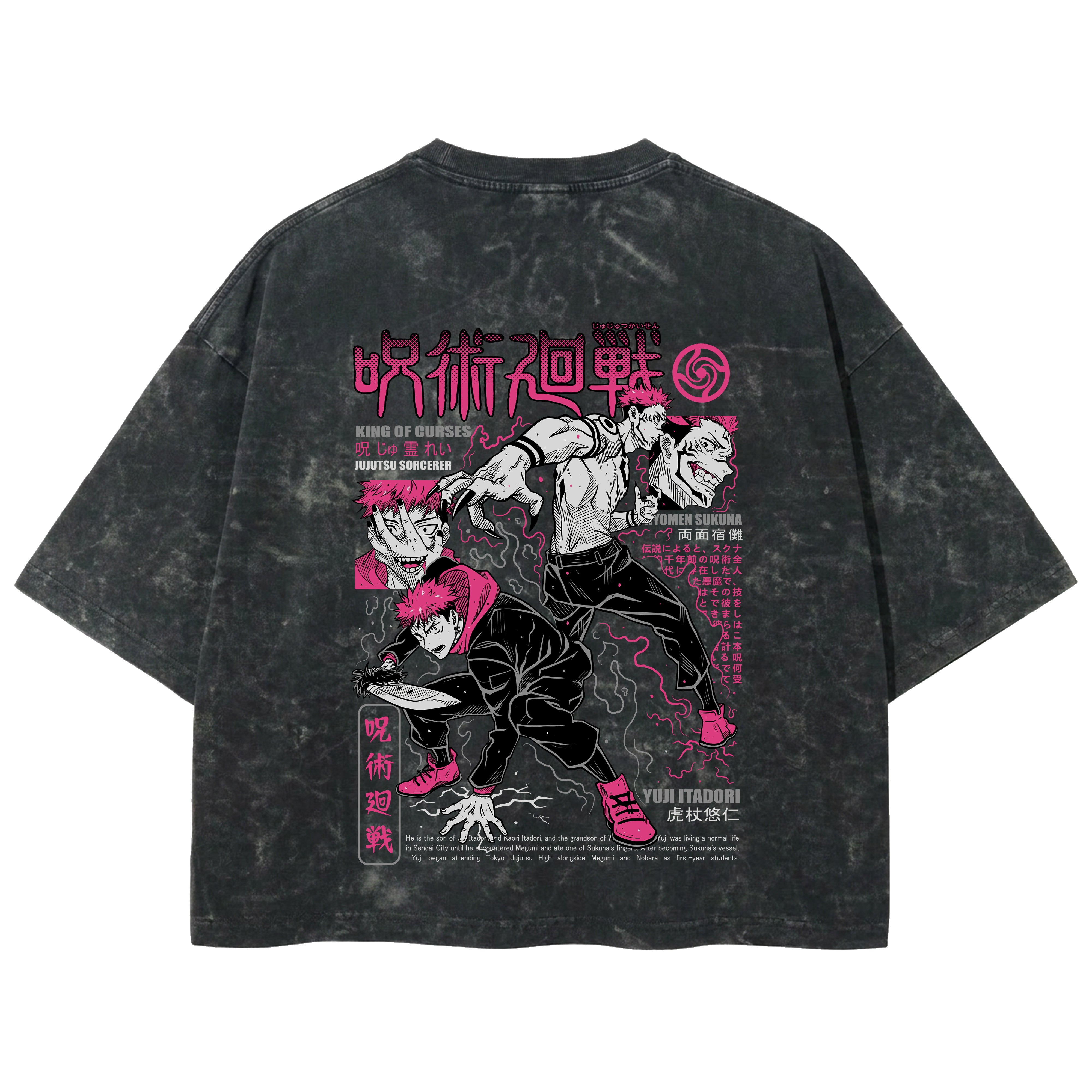 Playera streetwear premium de anime y gaming ExtraLife MX, corte boxy deluxe mineral wash heavyweight en color Acid Wash, moda urbana mexicana de culto.