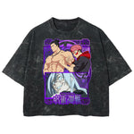 Playera streetwear premium de anime y gaming ExtraLife MX, corte boxy deluxe mineral wash heavyweight en color Acid Wash, moda urbana mexicana de culto.