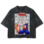 Playera streetwear premium de anime y gaming ExtraLife MX, corte boxy deluxe mineral wash heavyweight en color Acid Wash, moda urbana mexicana de culto.