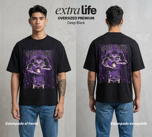El Arte de las Maldiciones | El Okkotsu del Bien #01976 - Playera Oversized Premium | Deep Black - Foto en modelo