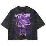 Playera streetwear premium de anime y gaming ExtraLife MX, corte boxy deluxe mineral wash heavyweight en color Acid Wash, moda urbana mexicana de culto.
