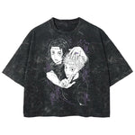 Playera streetwear premium de anime y gaming ExtraLife MX, corte boxy deluxe mineral wash heavyweight en color Acid Wash, moda urbana mexicana de culto.