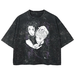 Playera streetwear premium de anime y gaming ExtraLife MX, corte boxy deluxe mineral wash heavyweight en color Acid Wash, moda urbana mexicana de culto.