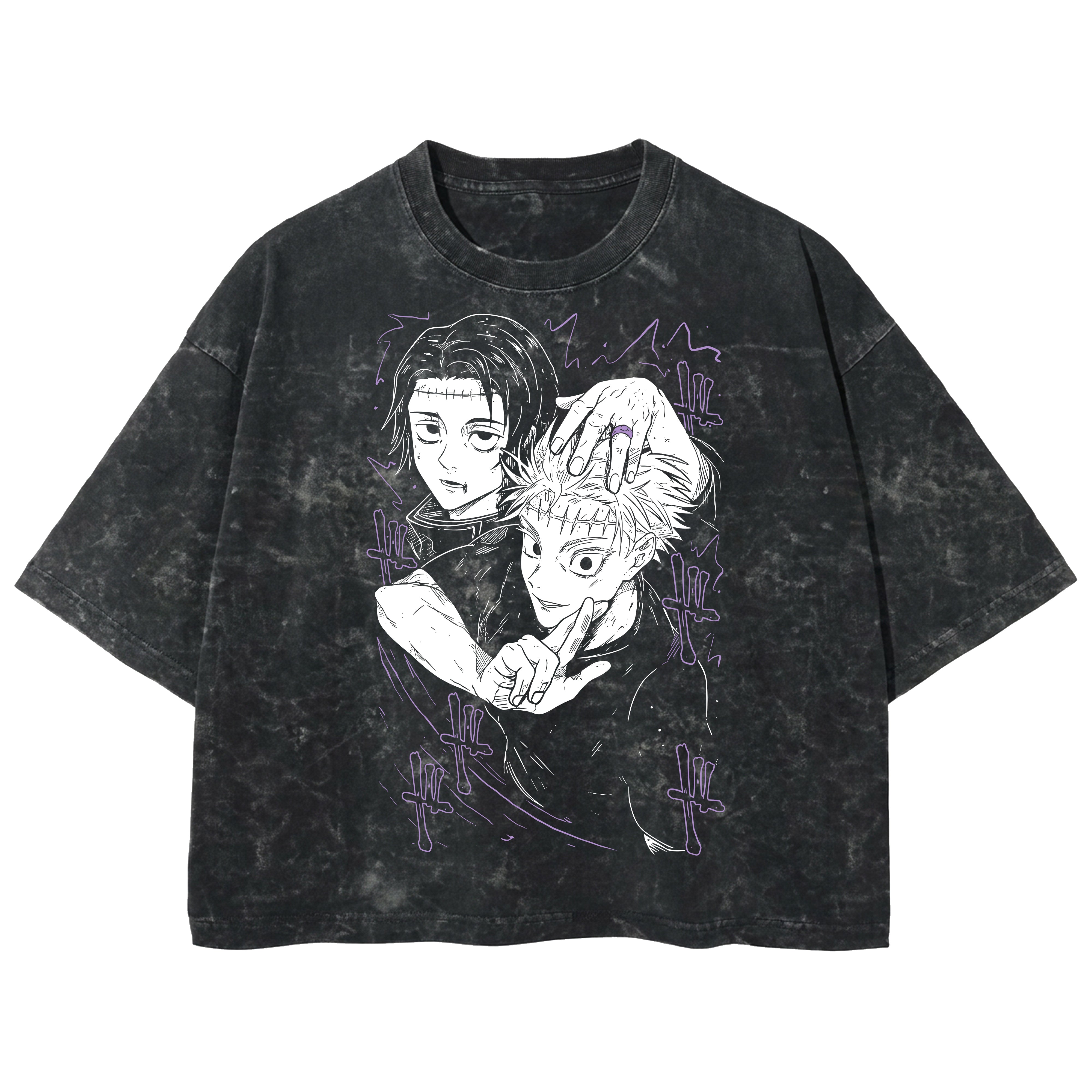 Playera streetwear premium de anime y gaming ExtraLife MX, corte boxy deluxe mineral wash heavyweight en color Acid Wash, moda urbana mexicana de culto.