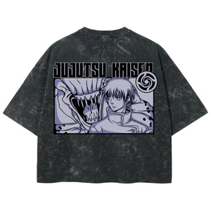 Playera streetwear premium de anime y gaming ExtraLife MX, corte boxy deluxe mineral wash heavyweight en color Acid Wash, moda urbana mexicana de culto.