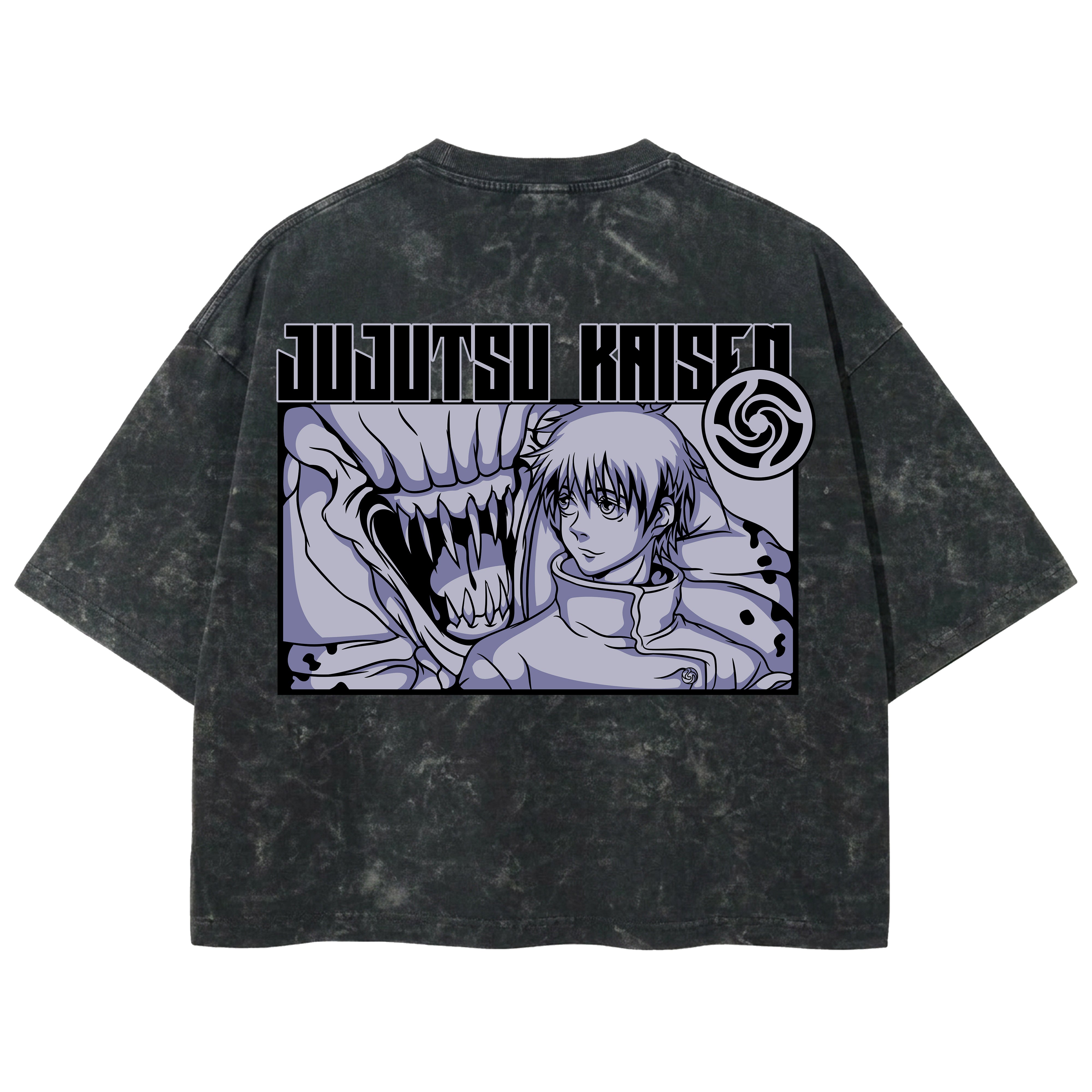 Playera streetwear premium de anime y gaming ExtraLife MX, corte boxy deluxe mineral wash heavyweight en color Acid Wash, moda urbana mexicana de culto.