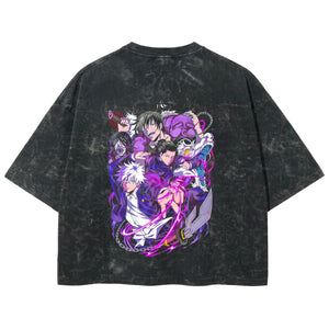 Playera streetwear premium de anime y gaming ExtraLife MX, corte boxy deluxe mineral wash heavyweight en color Acid Wash, moda urbana mexicana de culto.