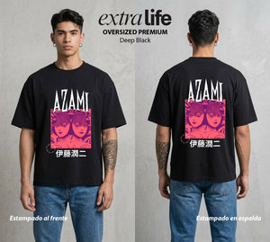 El Horror del Mangaka | La Flor del Terror #01985 - Playera Oversized Premium | Deep Black - Foto en modelo
