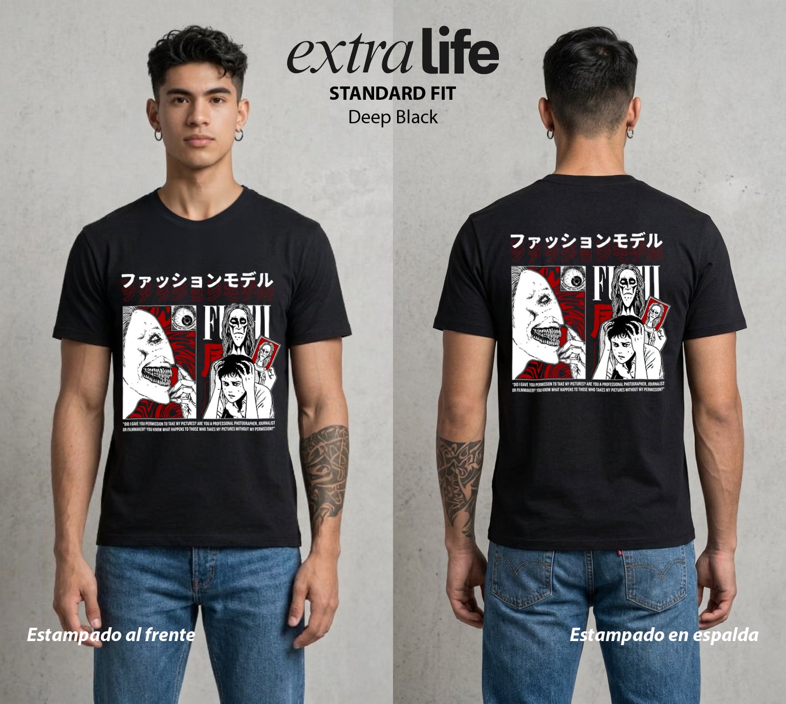 El Horror del Mangaka | El Terror Elegante #01988 - Playera Standard Fit | Deep Black - Foto en modelo
