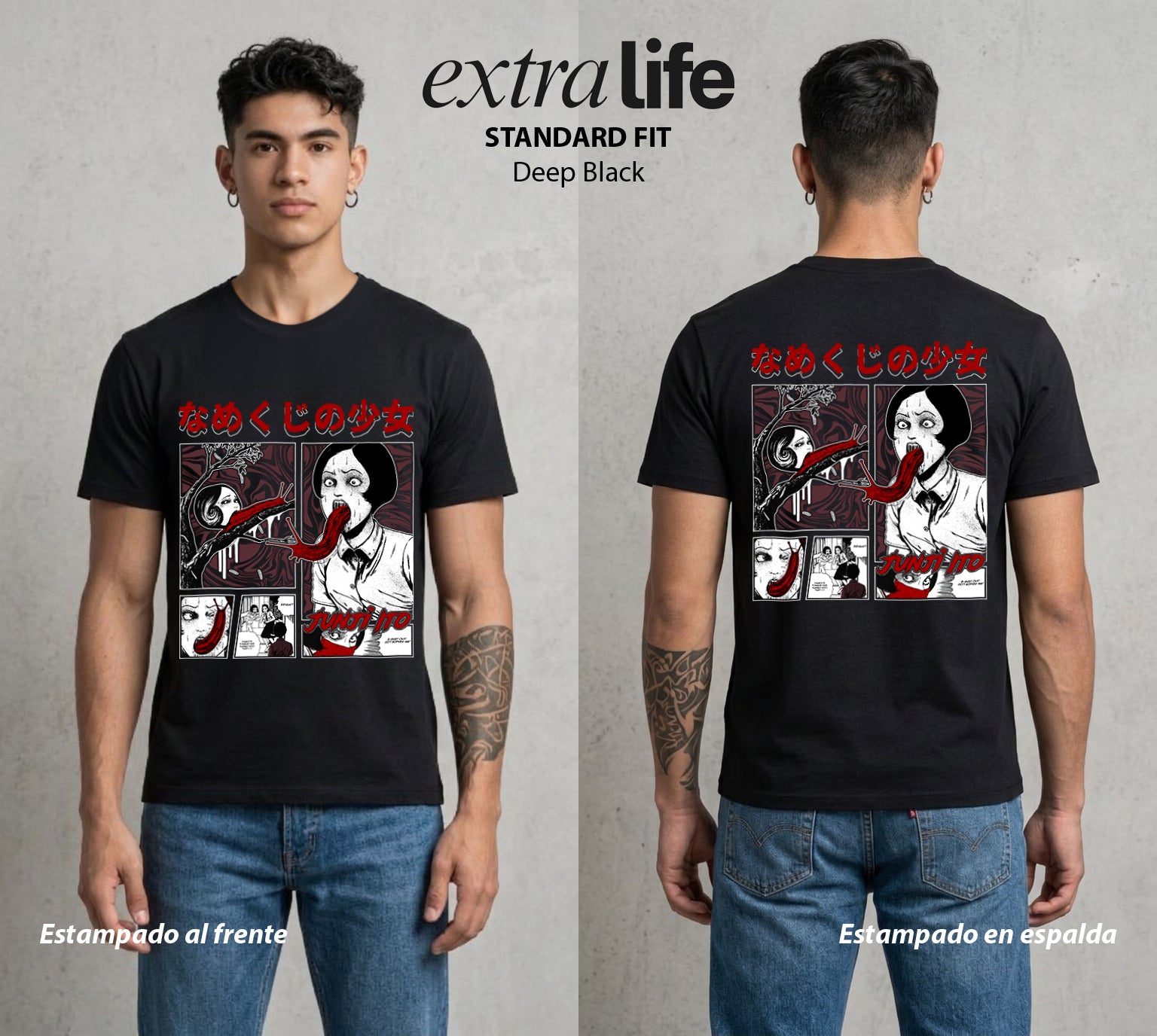 El Horror del Mangaka | La Babosa del Miedo #01989 - Playera Standard Fit | Deep Black - Foto en modelo
