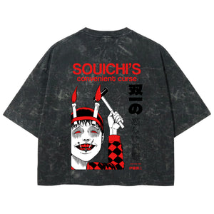 Playera streetwear premium de anime y gaming ExtraLife MX, corte boxy deluxe mineral wash heavyweight en color Acid Wash, moda urbana mexicana de culto.