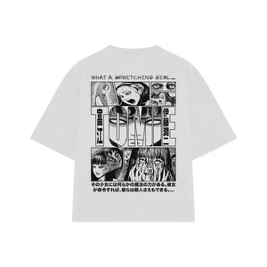 Playera streetwear premium de anime y gaming ExtraLife MX, corte oversized drop shoulder ligero y fresco en color Deep Black y Off-White, moda urbana mexicana de culto.