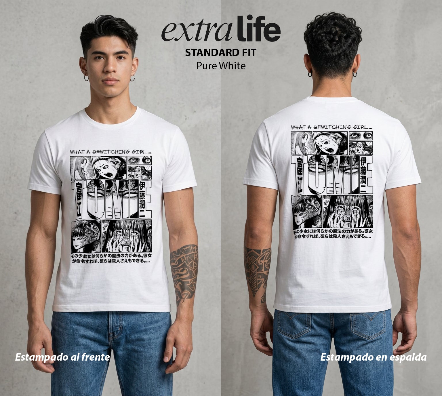 El Horror del Mangaka | La Inmortal del Horror #01993 - Playera Standard Fit | Pure White - Foto en modelo