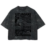 Playera streetwear premium de anime y gaming ExtraLife MX, corte boxy deluxe mineral wash heavyweight en color Acid Wash, moda urbana mexicana de culto.