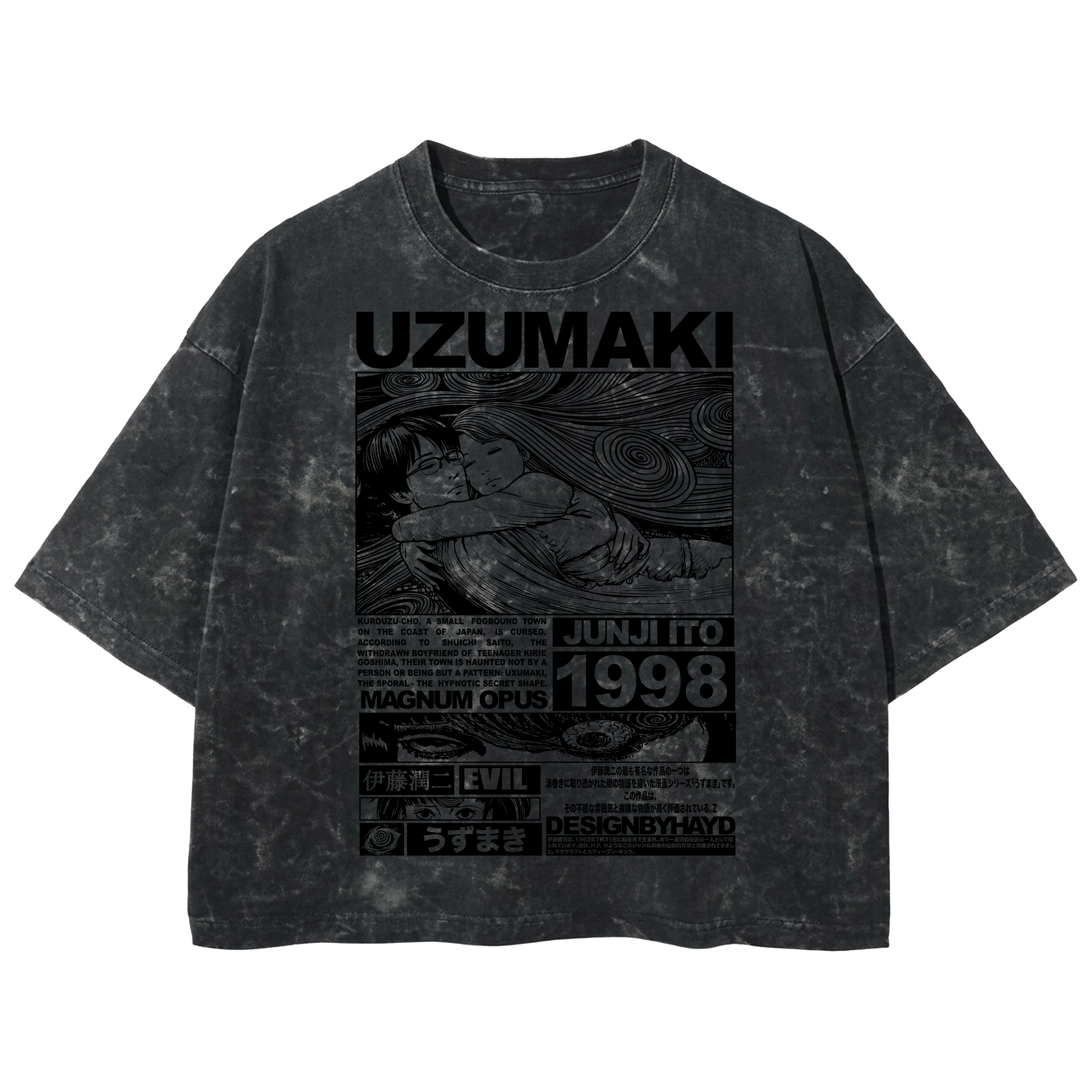 Playera streetwear premium de anime y gaming ExtraLife MX, corte boxy deluxe mineral wash heavyweight en color Acid Wash, moda urbana mexicana de culto.