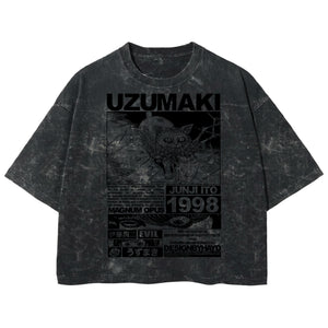Playera streetwear premium de anime y gaming ExtraLife MX, corte boxy deluxe mineral wash heavyweight en color Acid Wash, moda urbana mexicana de culto.