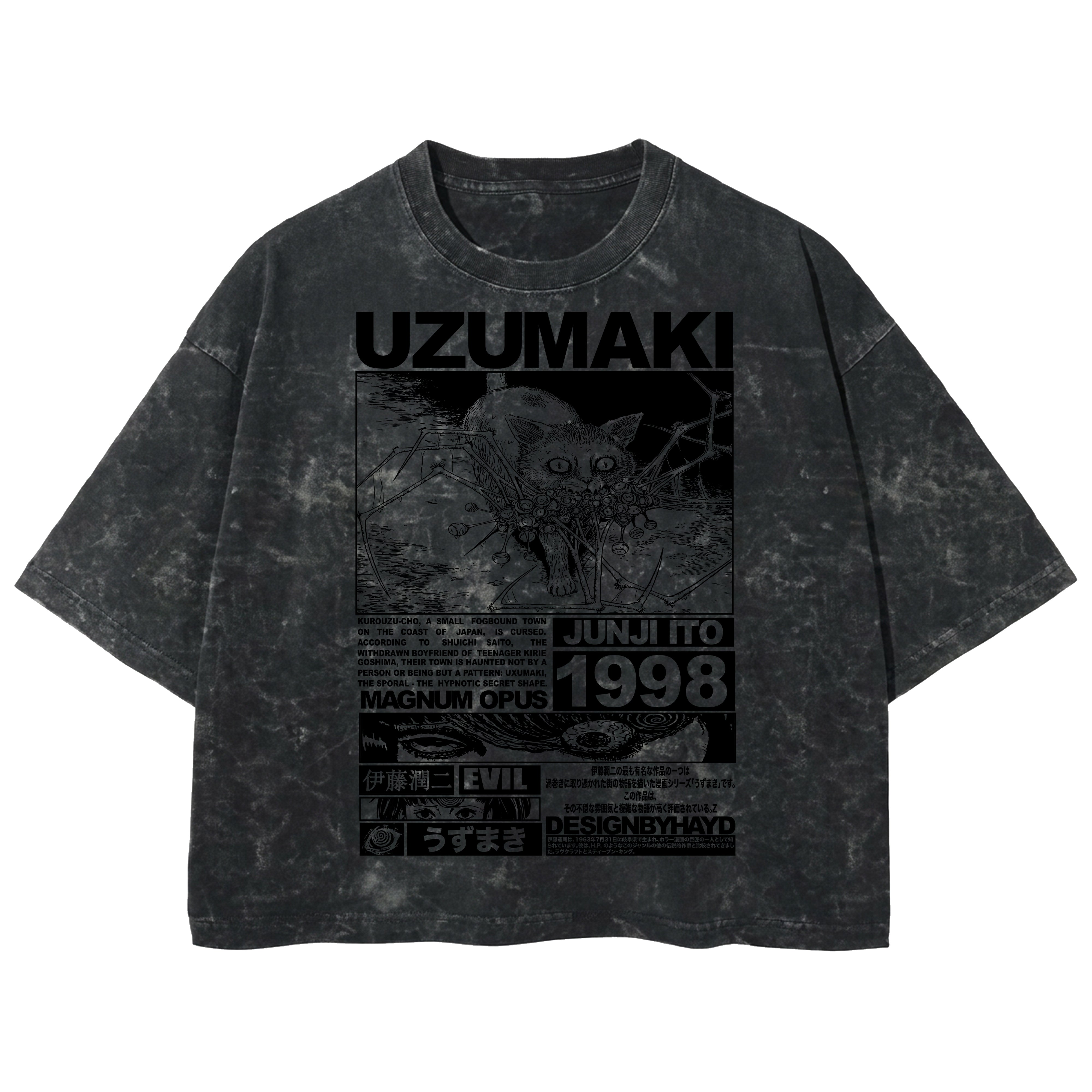 Playera streetwear premium de anime y gaming ExtraLife MX, corte boxy deluxe mineral wash heavyweight en color Acid Wash, moda urbana mexicana de culto.