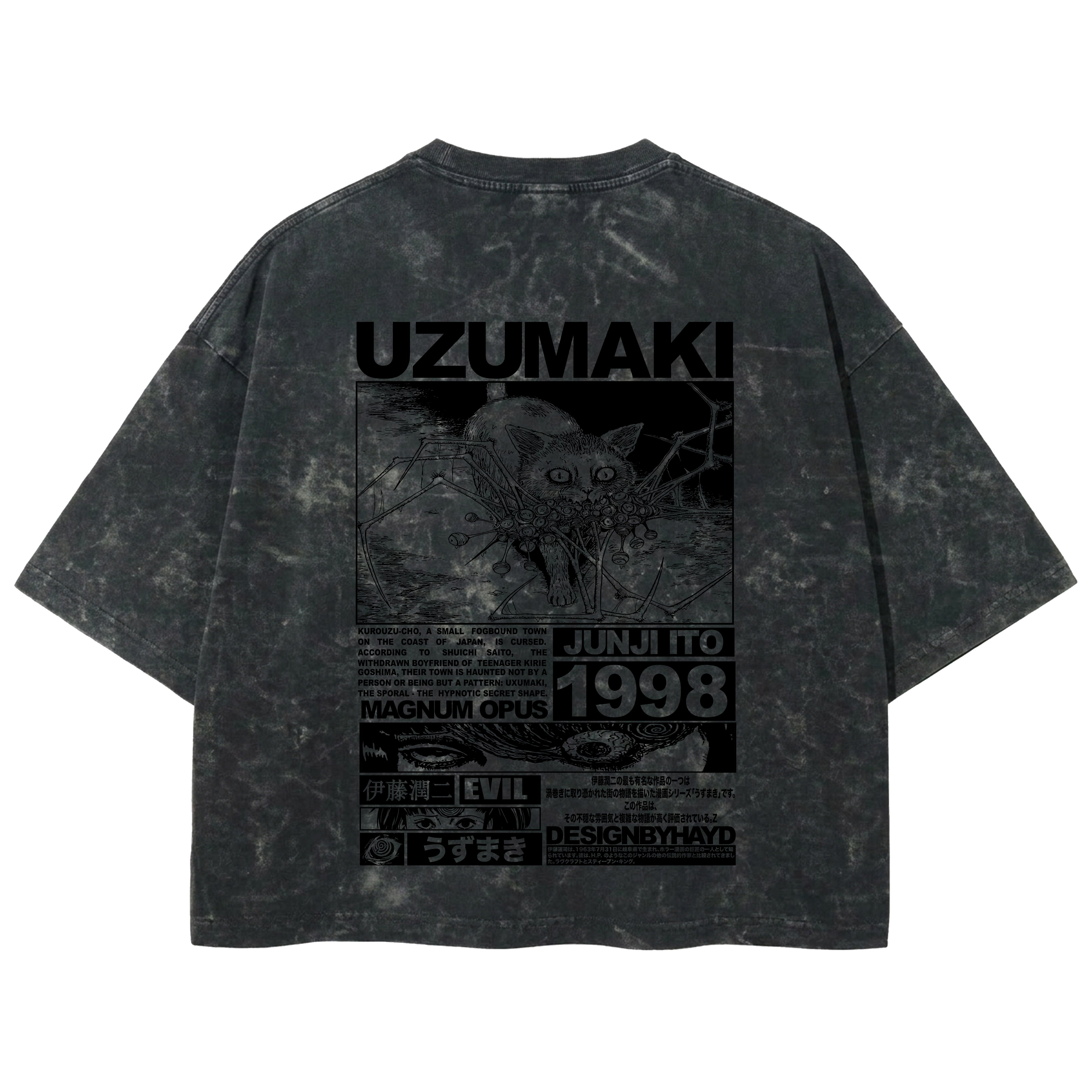 Playera streetwear premium de anime y gaming ExtraLife MX, corte boxy deluxe mineral wash heavyweight en color Acid Wash, moda urbana mexicana de culto.