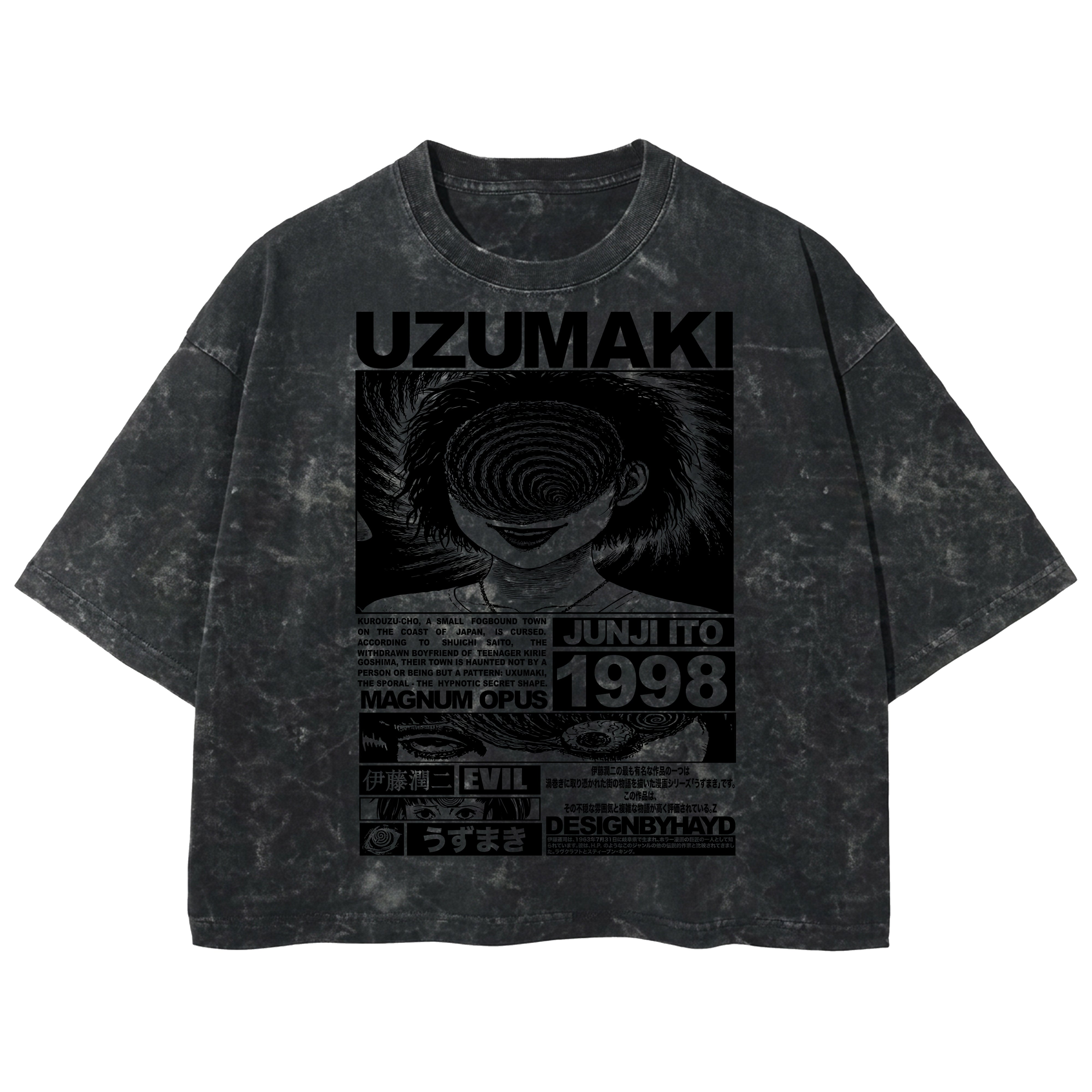 Playera streetwear premium de anime y gaming ExtraLife MX, corte boxy deluxe mineral wash heavyweight en color Acid Wash, moda urbana mexicana de culto.