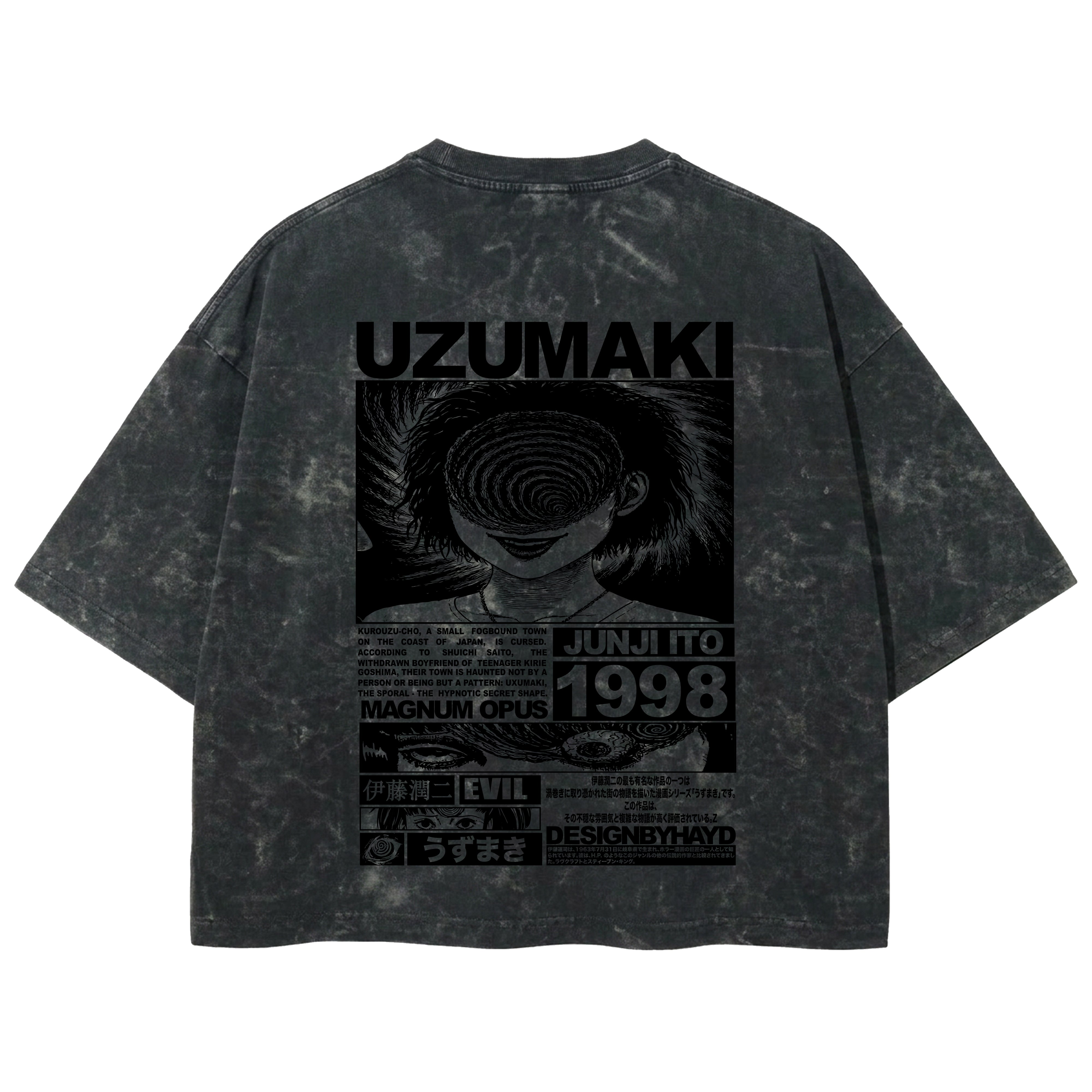 Playera streetwear premium de anime y gaming ExtraLife MX, corte boxy deluxe mineral wash heavyweight en color Acid Wash, moda urbana mexicana de culto.