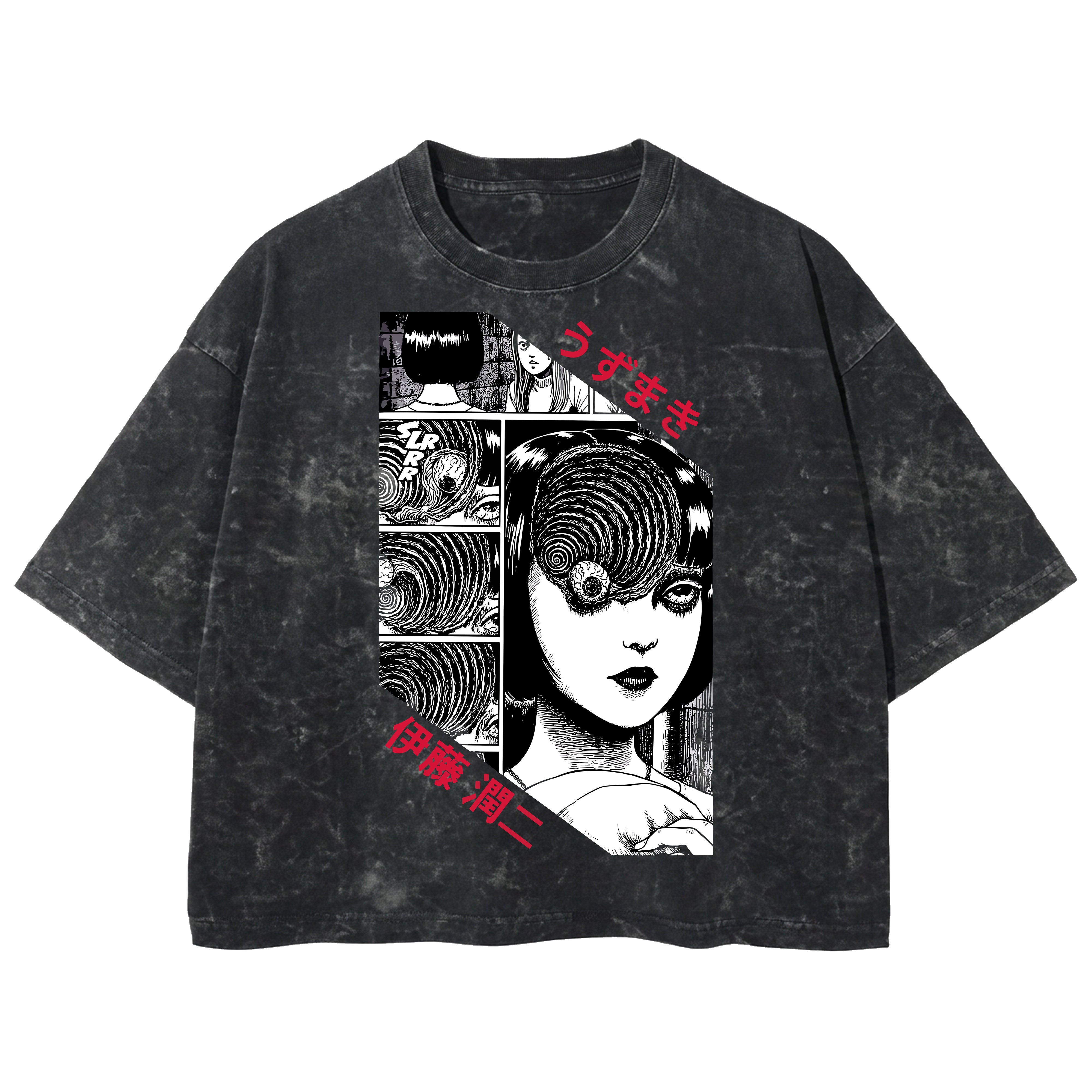 Playera streetwear premium de anime y gaming ExtraLife MX, corte boxy deluxe mineral wash heavyweight en color Acid Wash, moda urbana mexicana de culto.