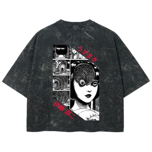 Playera streetwear premium de anime y gaming ExtraLife MX, corte boxy deluxe mineral wash heavyweight en color Acid Wash, moda urbana mexicana de culto.