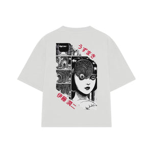 Playera streetwear premium de anime y gaming ExtraLife MX, corte oversized drop shoulder ligero y fresco en color Deep Black y Off-White, moda urbana mexicana de culto.