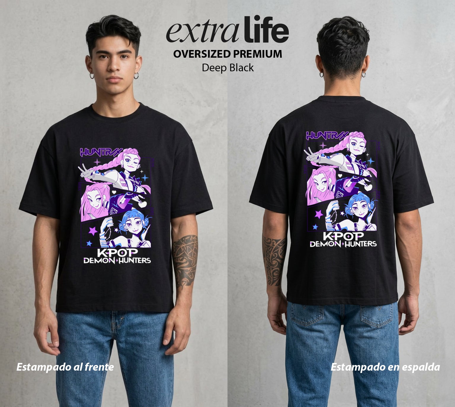 Cazadores Idol | Los Cazadores Idol #02000 - Playera Oversized Premium | Deep Black - Foto en modelo