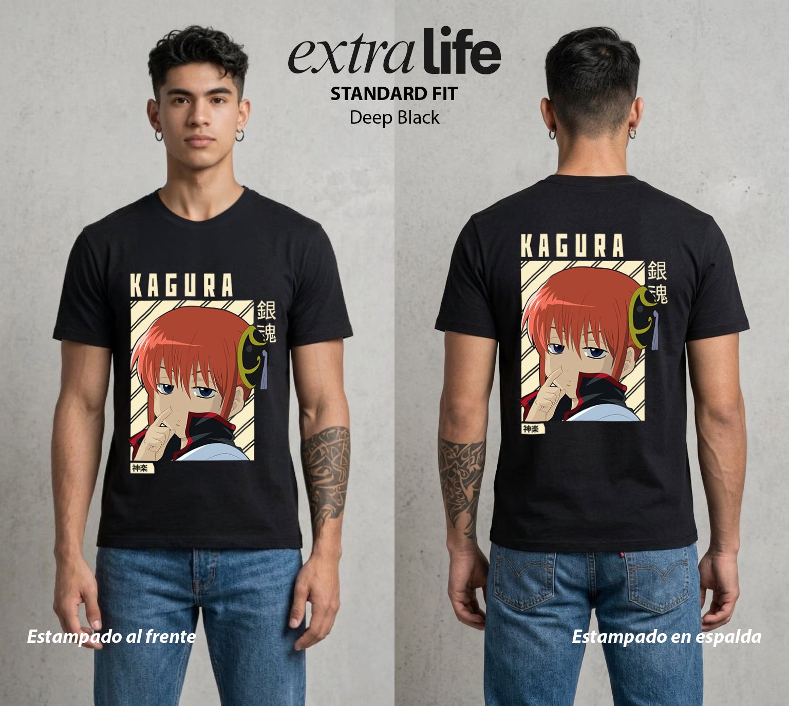 El Samurai sin Trabajo | La Guerrera del Viento #02002 - Playera Standard Fit | Deep Black - Foto en modelo