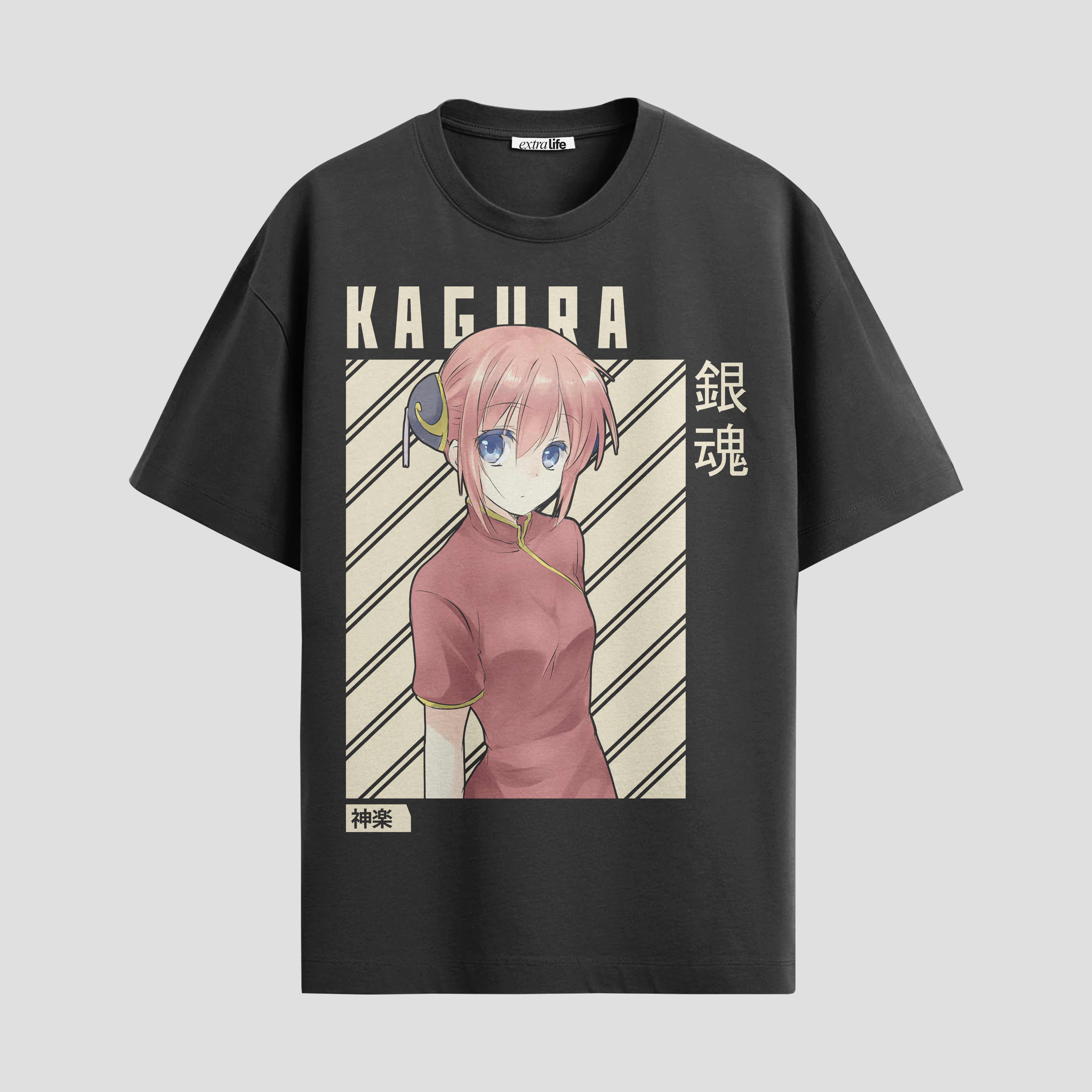 Playera urbana de anime y gaming ExtraLife MX, corte Standard Fit unisex ligero y transpirable en color Deep Black y Pure White, ropa de uso diario para gym y casual.