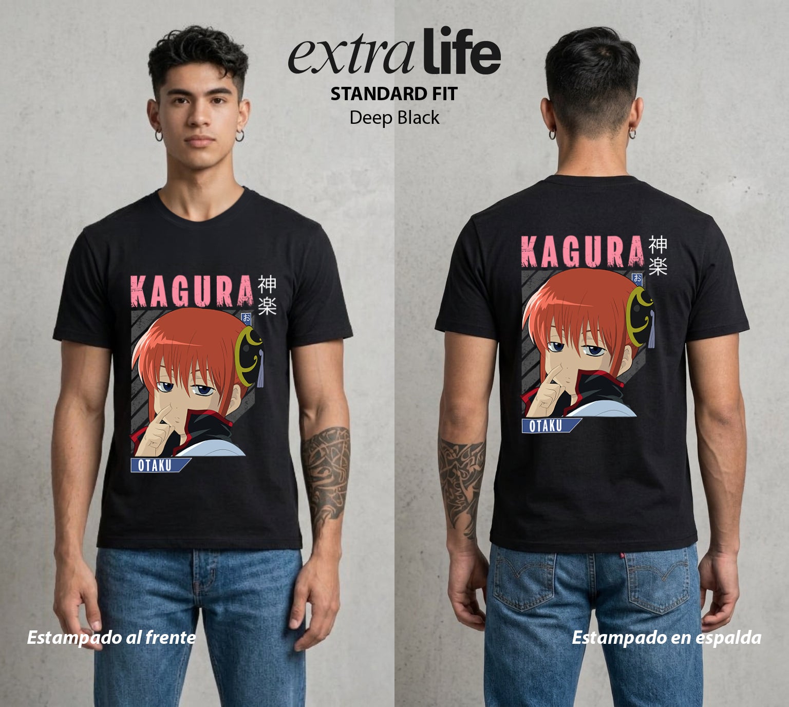 El Samurai sin Trabajo | La Guerrera del Viento #02006 - Playera Standard Fit | Deep Black - Foto en modelo