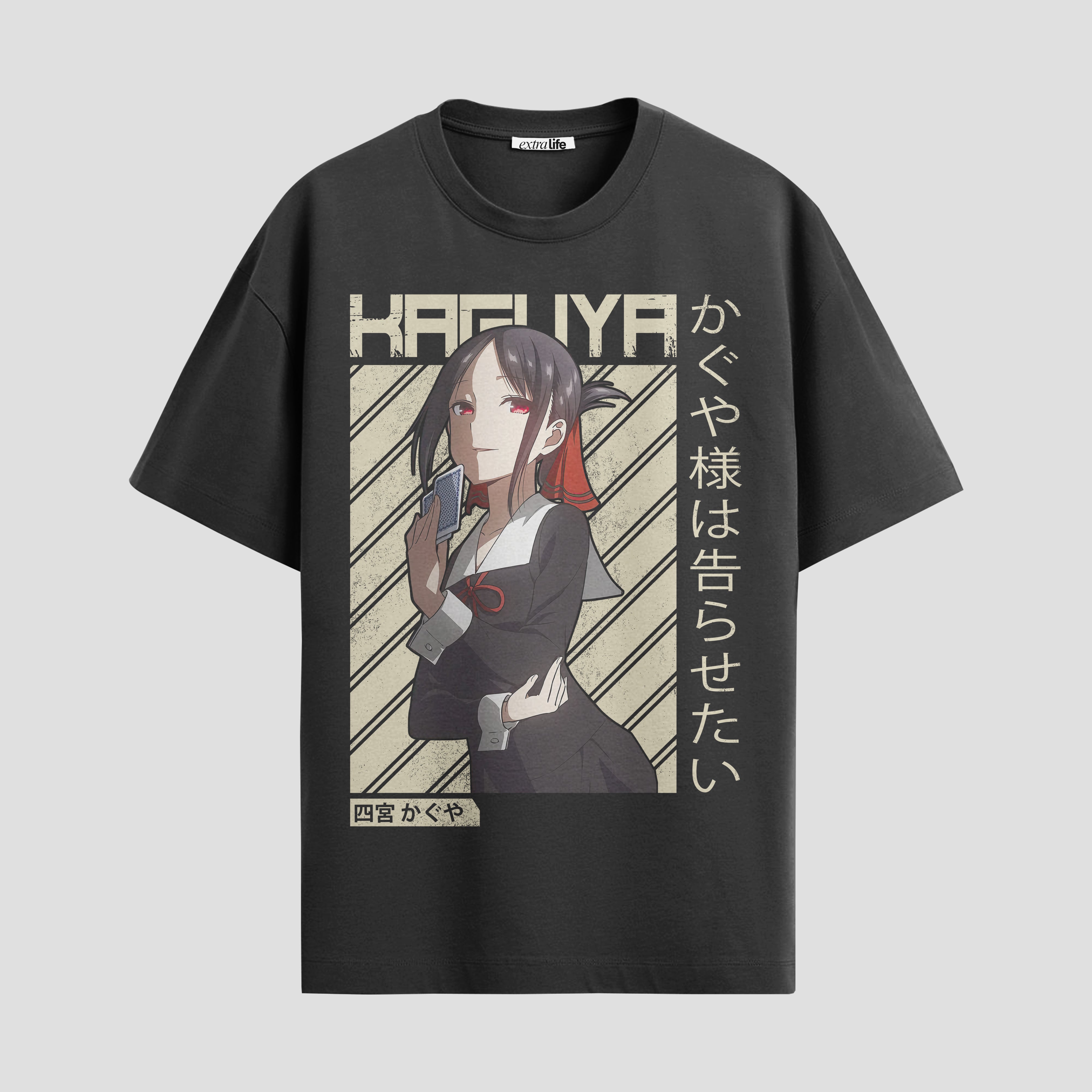 Playera urbana de anime y gaming ExtraLife MX, corte Standard Fit unisex ligero y transpirable en color Deep Black y Pure White, ropa de uso diario para gym y casual.