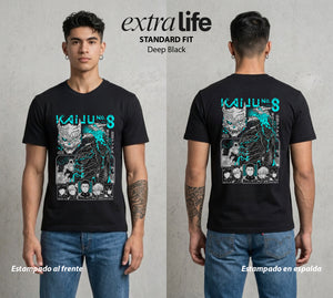 Defensa Anti-Monstruo | Los Defensores Anti-Kaiju #02023 - Playera Standard Fit | Deep Black - Foto en modelo